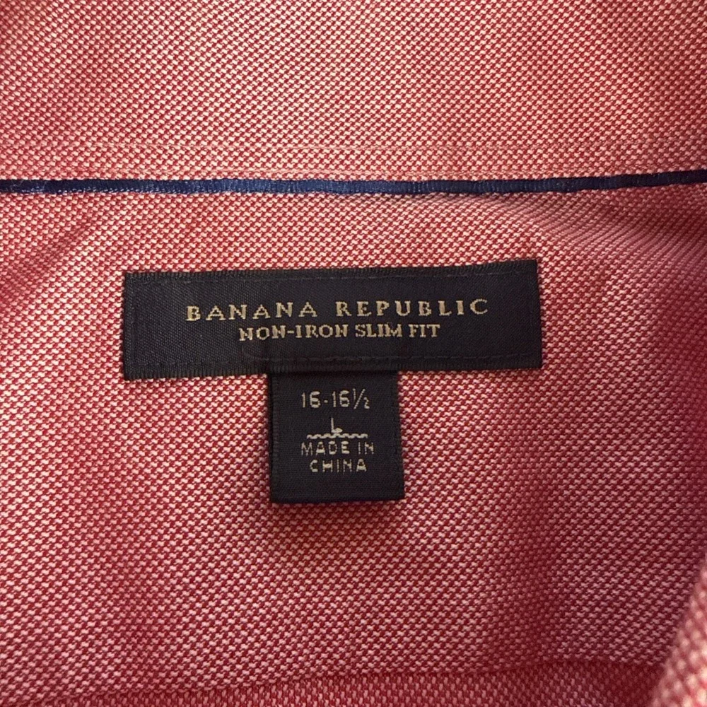 Banana Republic Non Iron Tailored Slim Fit Red Shirt Men's Size L (16-16 1/2)‎